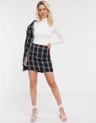 Heartbreak Tailored Mini Skirt In Black And White Check-multi