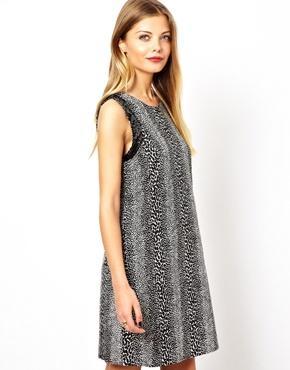 Asos Animal Embellished Trim Shift Dress - Black