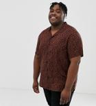 New Look Plus Leopard Print Revere Collar Shirt-brown