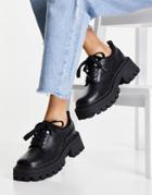 Asos Design Moorgate Chunky Square Toe Flat Shoes In Black