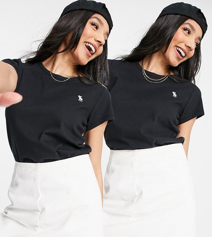 Abercrombie & Fitch 2 Pack Short Sleeve Icon Crew Tee In Black