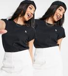 Abercrombie & Fitch 2 Pack Short Sleeve Icon Crew Tee In Black