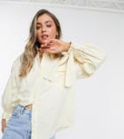 Reclaimed Vintage Inspired Volume Sleeve Work Shirt With Tie Cuff Detail-yellow