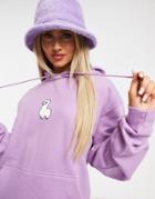 New Love Club Oversized Hoodie With Llama Print In Lilac-purple