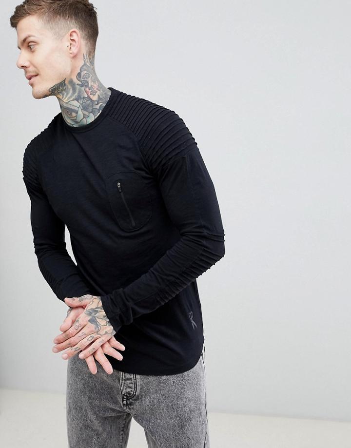 Ringspun Pocket Long Sleeve Top - Black
