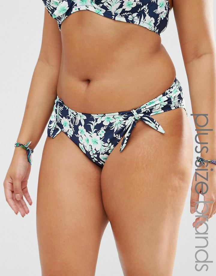 Marie Meili Belize Curves Bikini Bottoms - Dark Denim Floral