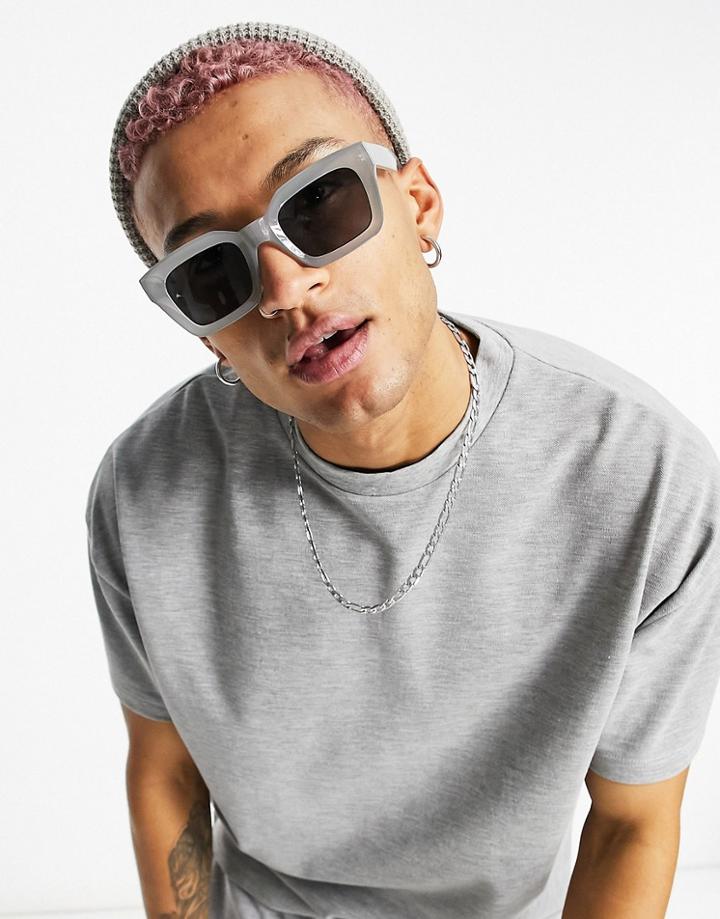 Asos Design Oversized Square Sunglasses In Gray-grey