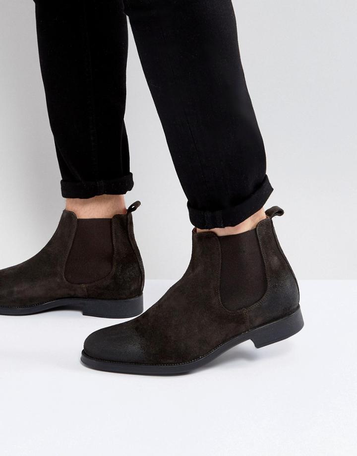 Selected Homme Oliver Suede Chelsea Boots In Brown - Brown