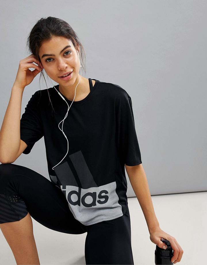 Adidas Training Logo Tee In Black - Black