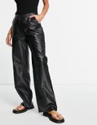 Muubaa Eliana High Waist Wide Leg Leather Pants In Black