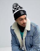 Cheats And Thieves Bobble Beanie Hat With Stars And Stripes - Black