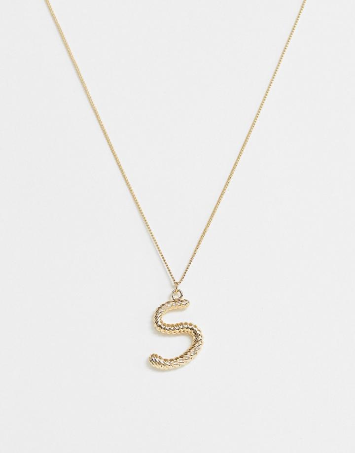 Pieces Chunky Gold 's' Initial Necklace - Gold
