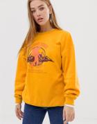 Daisy Street Relaxed Sweatshirt With Alpine Print - Yellow