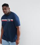 Tommy Hilfiger Plus Striped Logo Print T-shirt In Navy - Navy