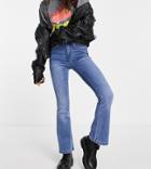 Only Petite Royal Kickflare Jeans In Distressed Medium Blue-blues