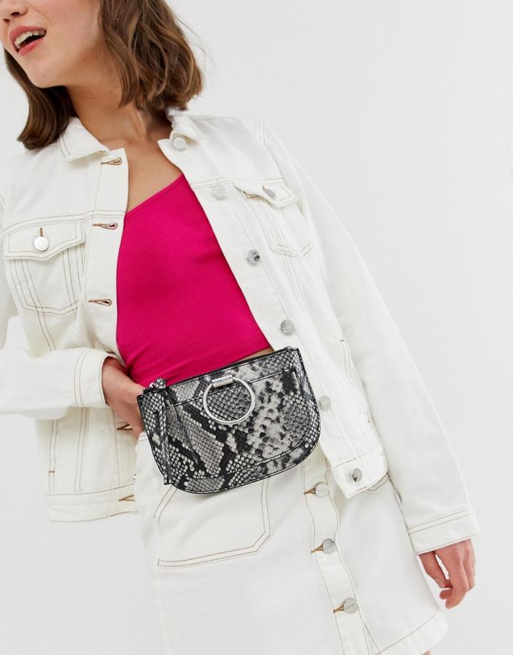 Aldo Elroka Snake Print Belt Fanny Pack With Silver Hardware-multi