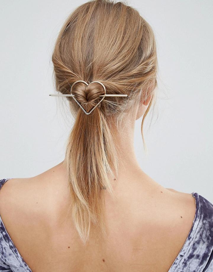 Orelia Heart Thread Through Hair Clip - Gold
