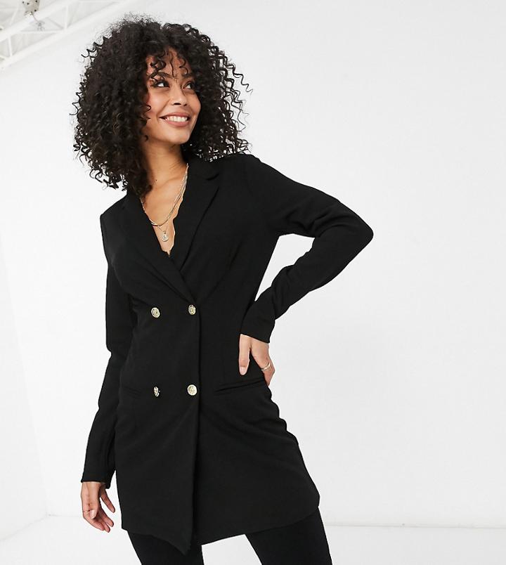 Asos Design Tall Glam Double Breasted Jersey Blazer In Black