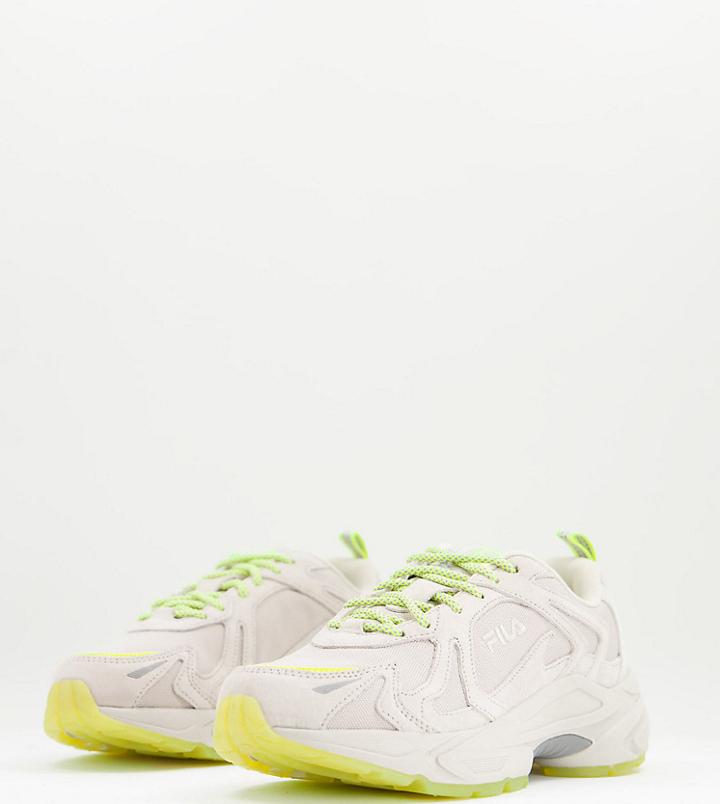 Fila Heroics Sneakers In Off White And Neon Yellow