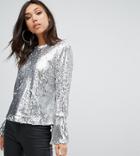 Prettylittlething Sequin Top - Silver
