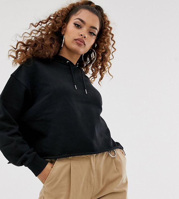 Asos Design Petite Boxy Hoodie In Black