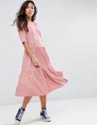 Asos Pleat Front Smock City Maxi Dress - Pink