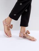 Ted Baker Camaril Pink T-bar Bow Flat Sandals - Pink