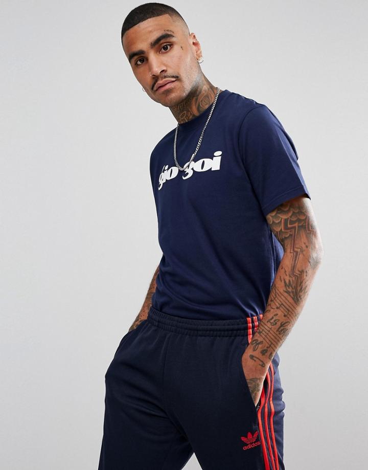 Gio Goi Script Logo T-shirt In Navy - Navy