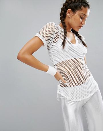 Haute Body White Mesh Tee - White