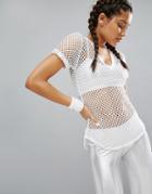 Haute Body White Mesh Tee - White