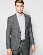 New Look Skinny Fit Suit Blazer In Gray - Black