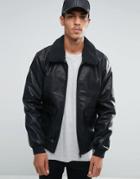 Threadbare Fleece Collar Shetland Bomber Jacket - Black