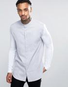 Siksilk Shirt With Jersey Sleeves In Skinny Fit - Gray