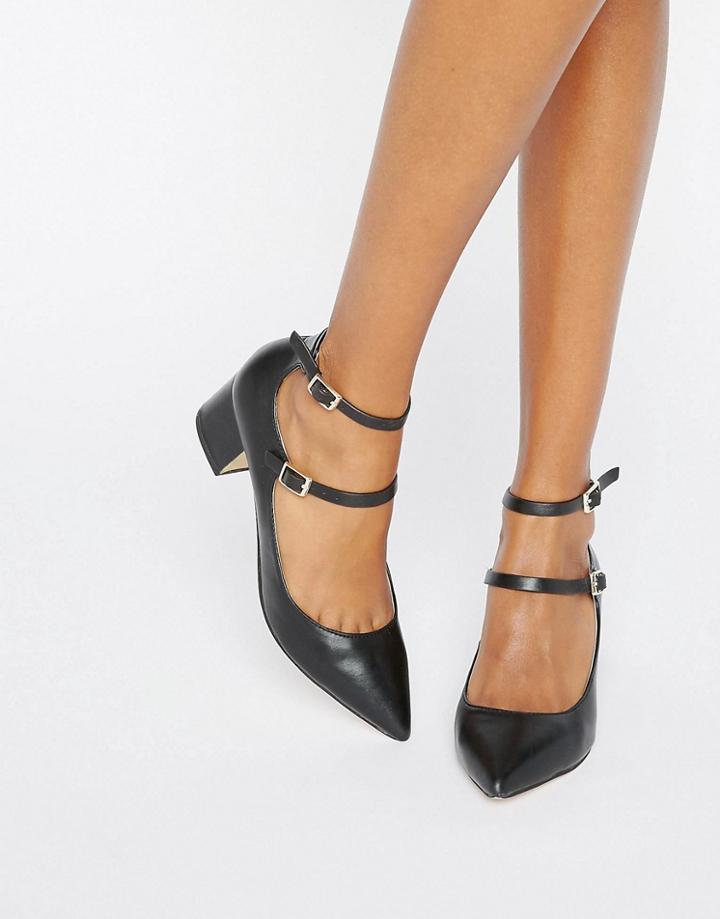 Miss Selfridge Double Strap Pointed Heeled Shoes - Black