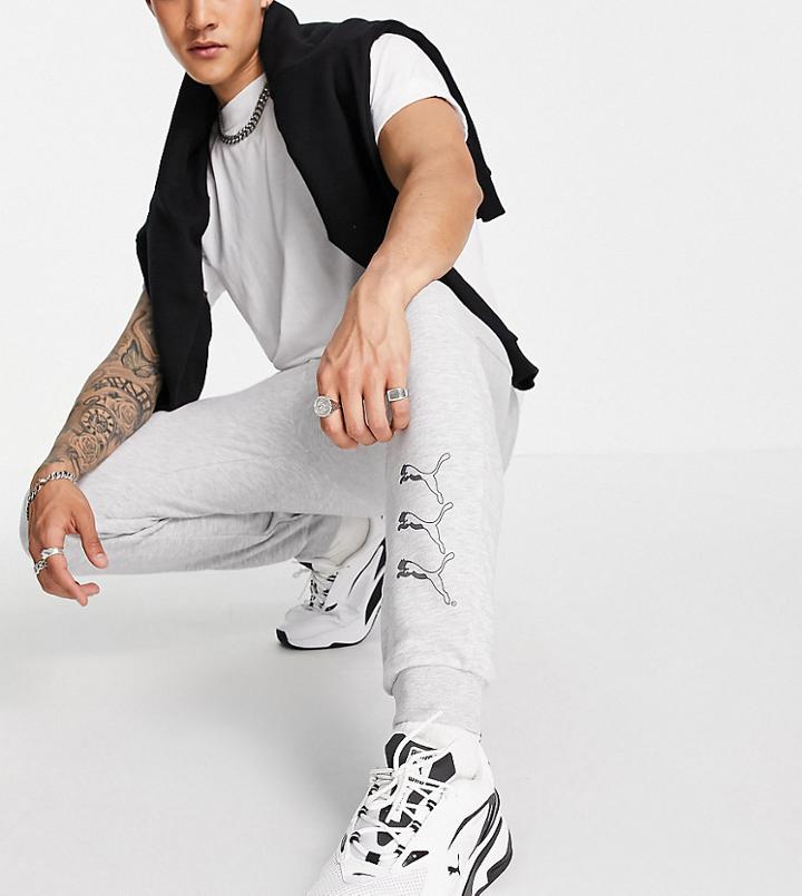 Puma Repeat Cat Logo Sweatpants In Gray- Exclusive To Asos-grey