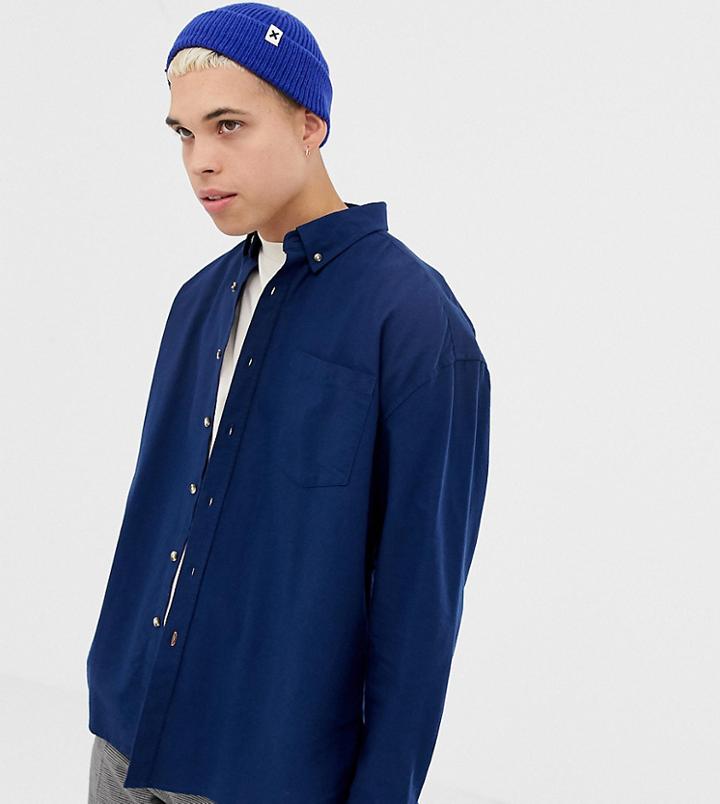 Collusion Oxford Shirt In Navy - Navy