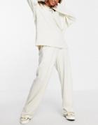 Topshop Brushed Slouch Wide Leg Sweatpants In Ecru - Part Of A Set-white
