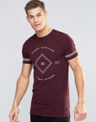 Asos Muscle T-shirt With Front Text Print In Oxblood - Oxblood