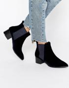 Missguided Velvet Pointed Ankle Boots - Navy