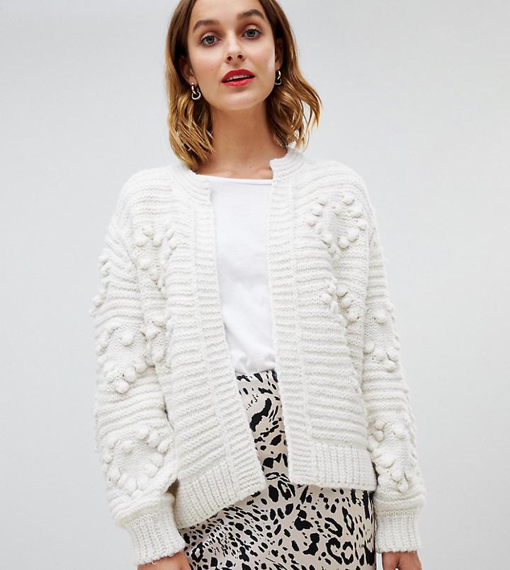 River Island Bobble Cardigan In Cream - Cream