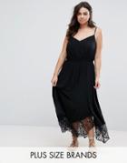 City Chic Lace Trim Beach Dress - Black