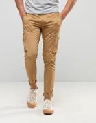 Asos Super Skinny Smart Pants With Side Pockets In Camel - Beige