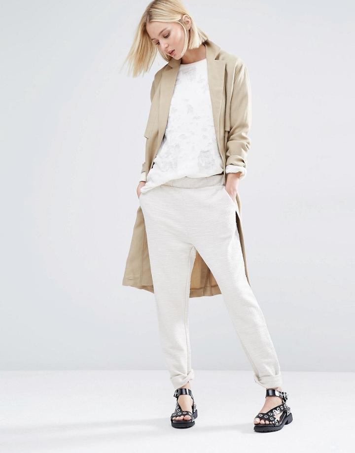 Selected Crystal Pants In Textured Sweat - Cream