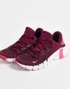 Nike Free Metcon 4 Sneakers In Dark Beetroot And White-red