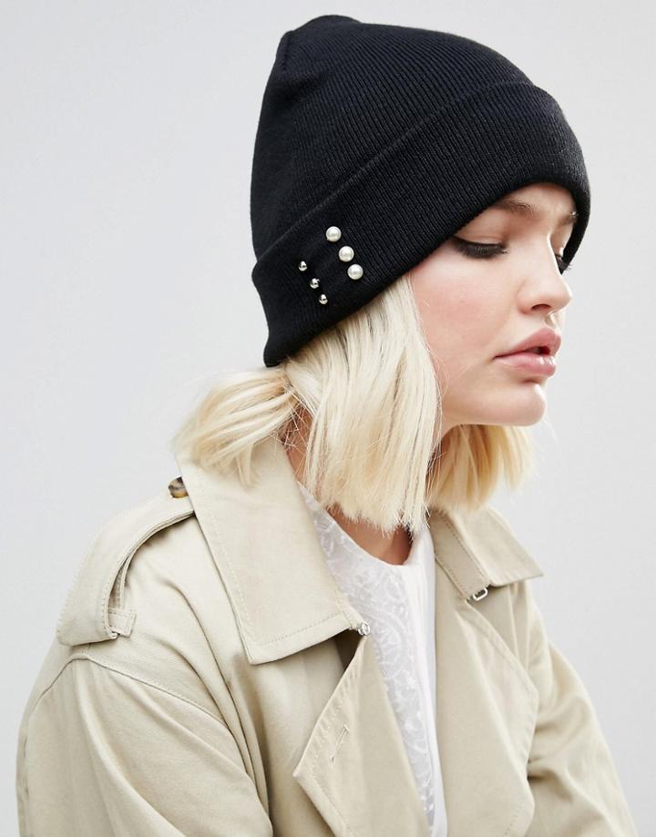 Aldo Astylian Pearl Pierced Beanie - Black