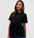 New Look Maternity Peplum Tee In Black - Black