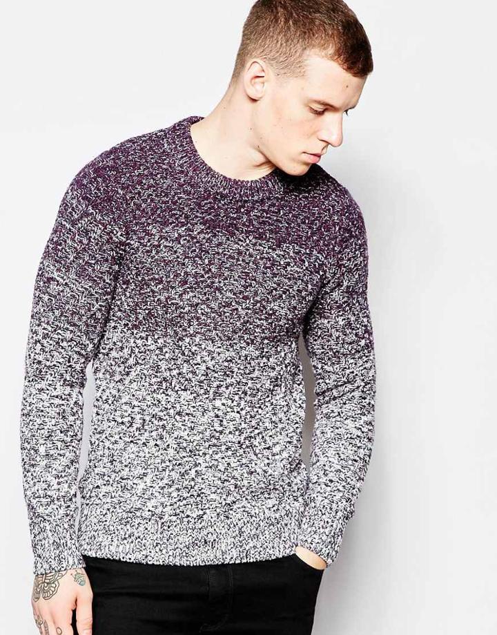 Minimum Ombre Knit Crew Neck Sweater - Purple