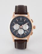 Sekonda 3413 Chronograph Watch With Black Dial And Brown Leather Strap - Brown
