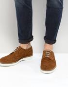 Dead Vintage Suede Cut Out Brogue Shoe - Tan