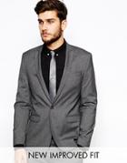 Asos Skinny Fit Suit Jacket In Charcoal - Charcoal